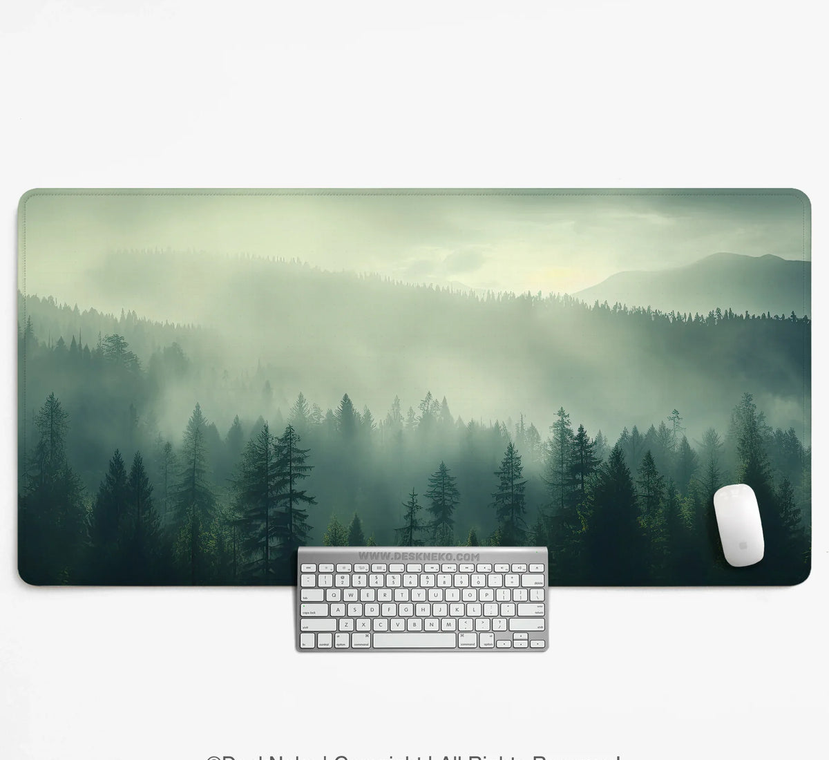 Sage Green Forest Desk Mat Extended XXL Mousepad - Deskneko