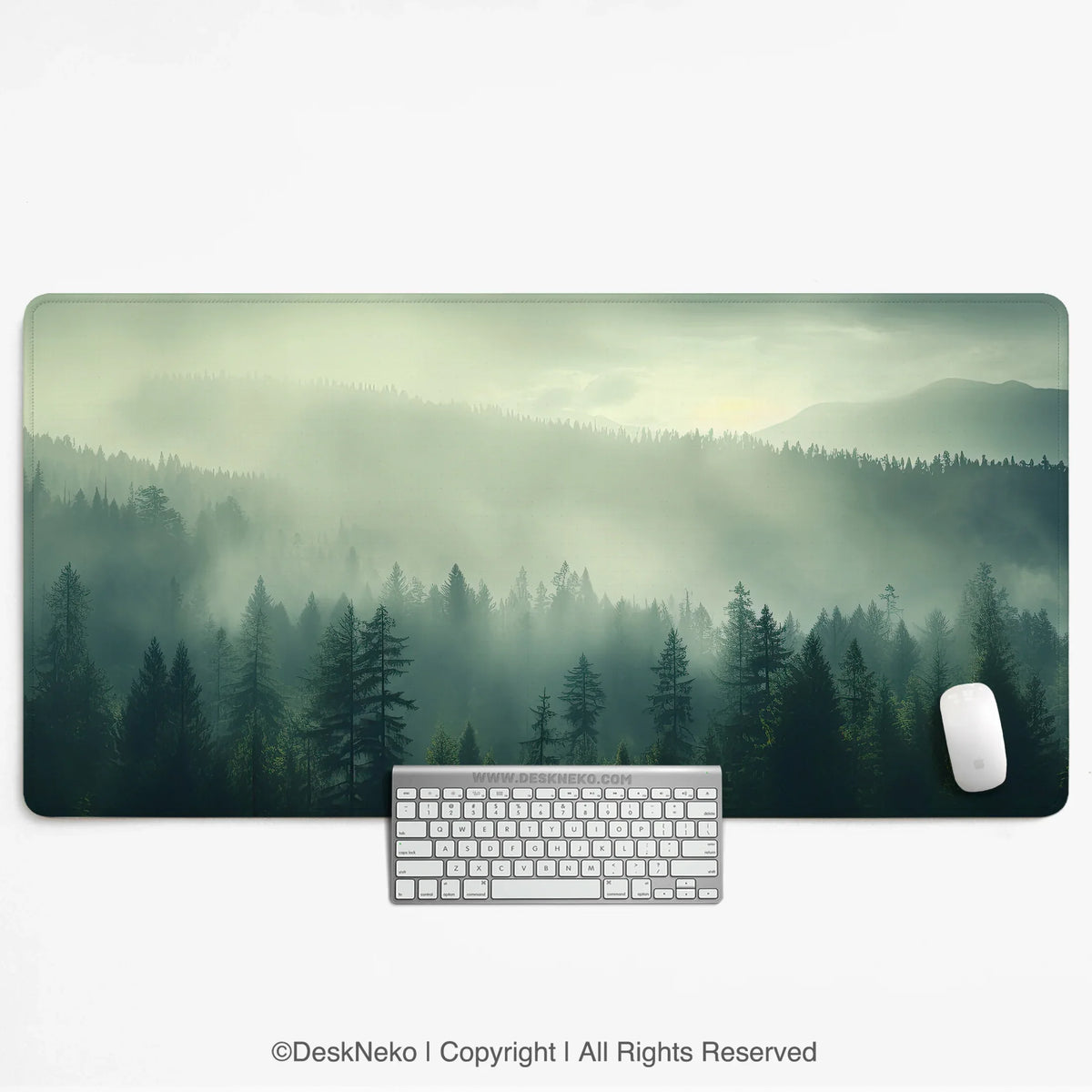 Sage Green Forest Desk Mat Extended XXL Mousepad - Deskneko