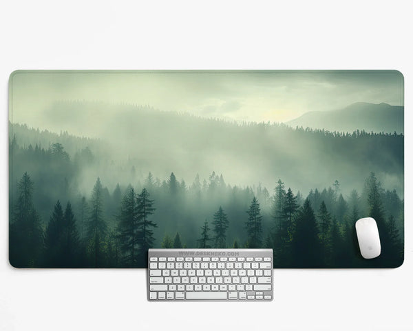 Sage Green Forest Desk Mat Extended XXL Mousepad - Deskneko