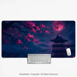 Dark Sakura Cherry Blossom Desk Mat - Deskneko