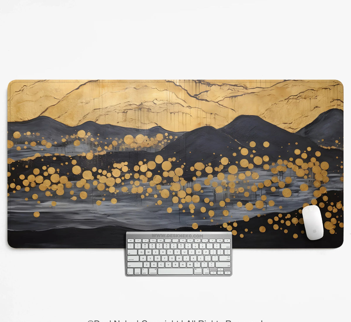 Black Gold Abstract Mountain Desk Mat & Mousepad - Deskneko