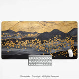 Black Gold Abstract Mountain Desk Mat & Mousepad - Deskneko