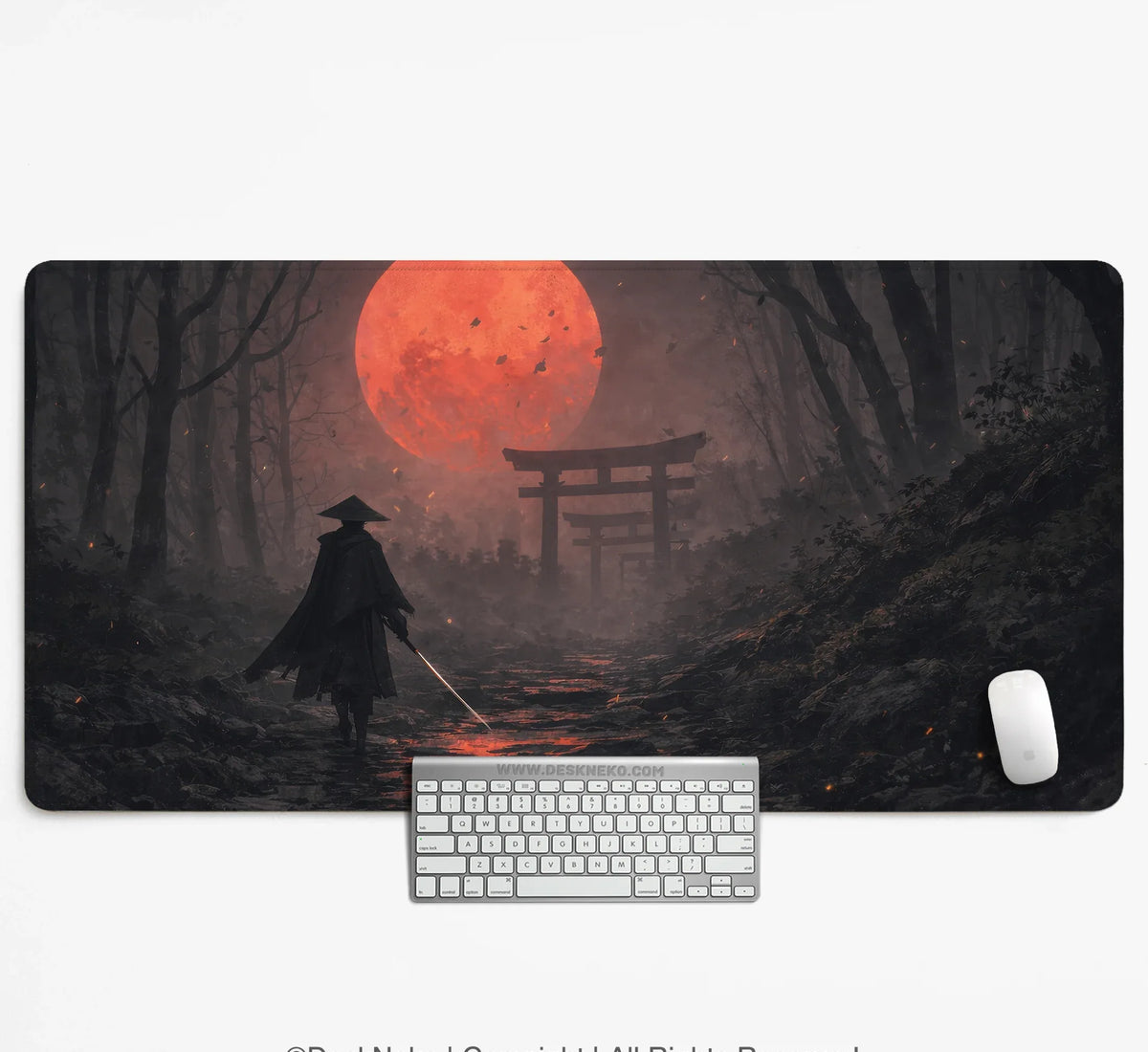 Crimson Samurai Eclipse Desk Mat Mousepad - Deskneko