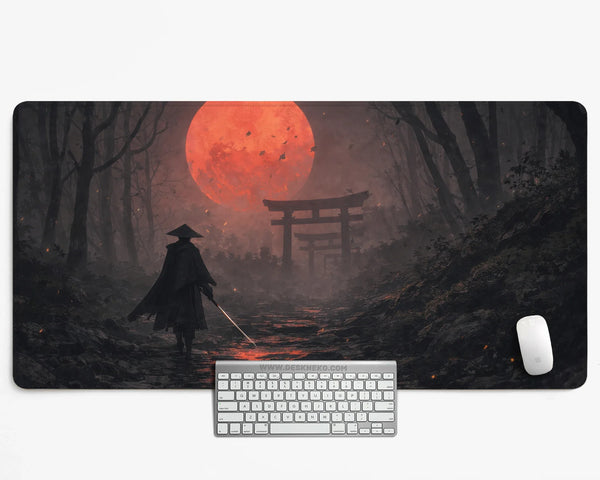 Crimson Samurai Eclipse Desk Mat Mousepad - Deskneko