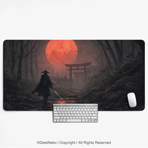 Crimson Samurai Eclipse Desk Mat Mousepad - Deskneko