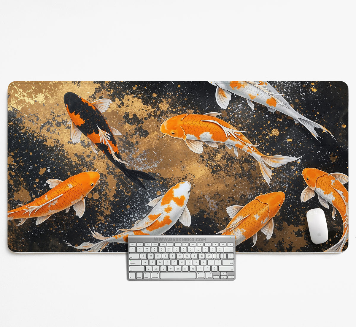 Black Gold Koi Desk Mat Mousepad - Desk Mat - Deskneko - Desk Mats & Mousepads