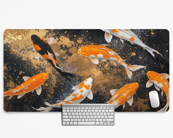 Black Gold Koi Desk Mat Mousepad - Desk Mat - Deskneko - Desk Mats & Mousepads