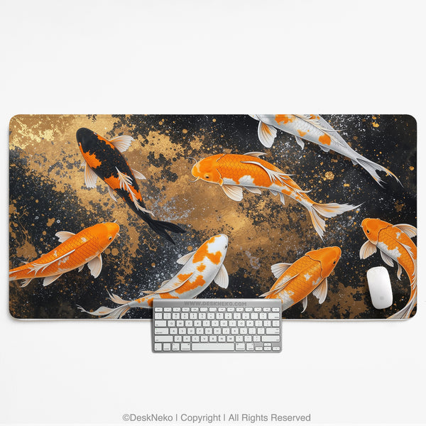 Black Gold Koi Desk Mat Mousepad - Desk Mat - Deskneko - Desk Mats & Mousepads