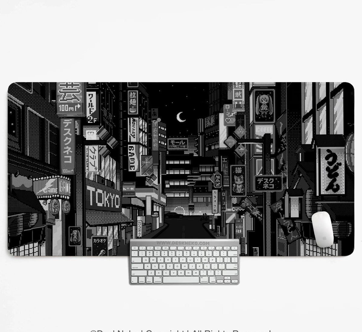 Black White Tokyo Desk Mat - Deskneko