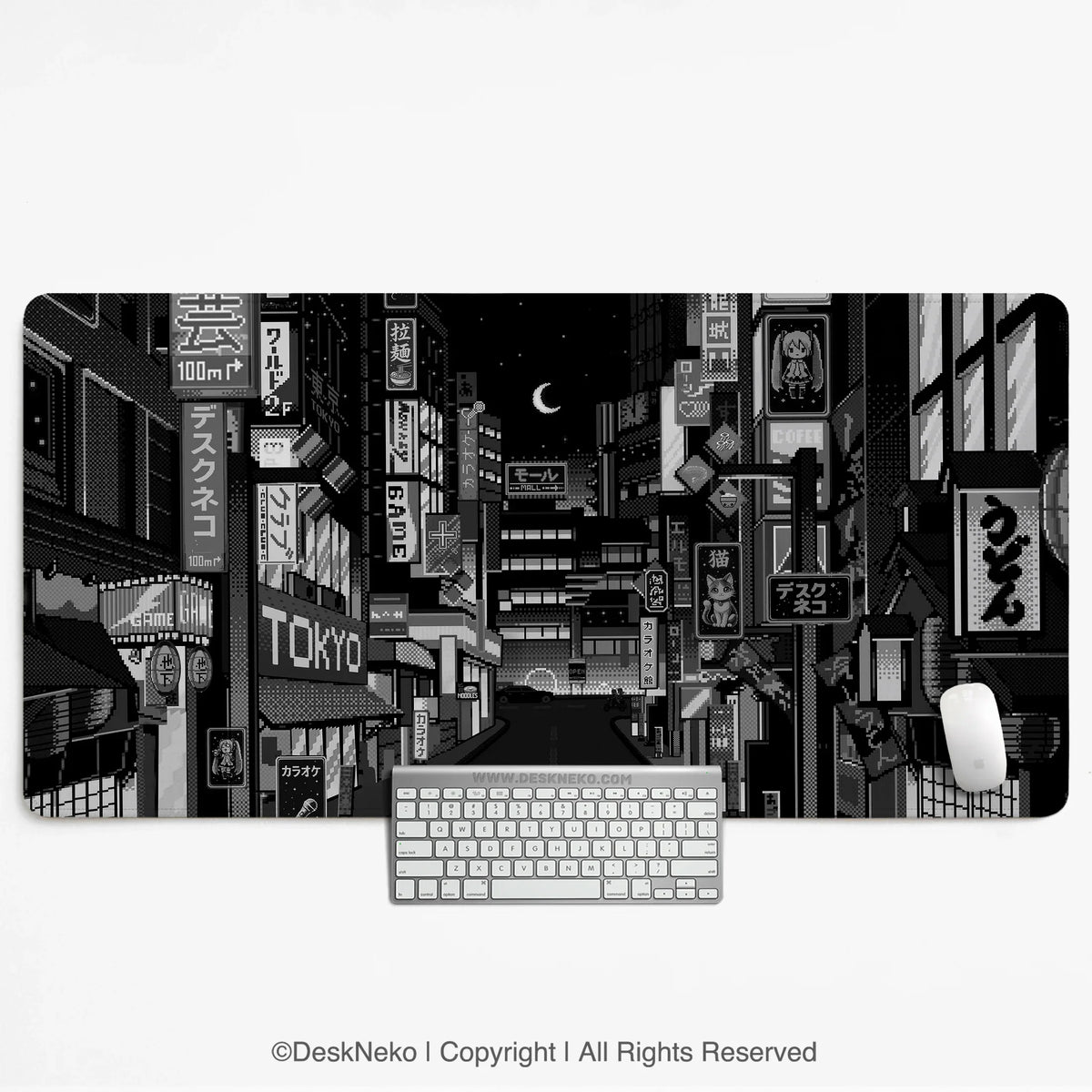 Black White Tokyo Desk Mat - Deskneko