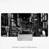 Black White Tokyo Desk Mat - Deskneko