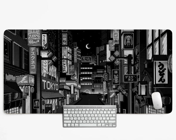 Black White Tokyo Desk Mat - Deskneko