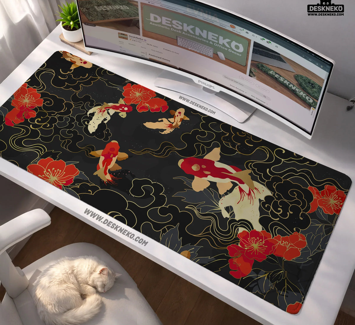 Koi Fish Desk Mat Mousepad - Deskneko
