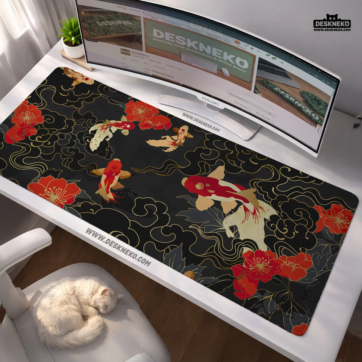 Koi Fish Desk Mat Mousepad - Deskneko