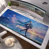 Anime Girl Landscape gaming desk mat mousepad - Deskneko
