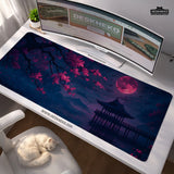 Dark Sakura Cherry Blossom Desk Mat - Deskneko