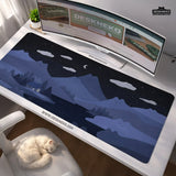 Navy Blue Mousepad Wrist Rest With Cat Shaped Hills - Deskneko