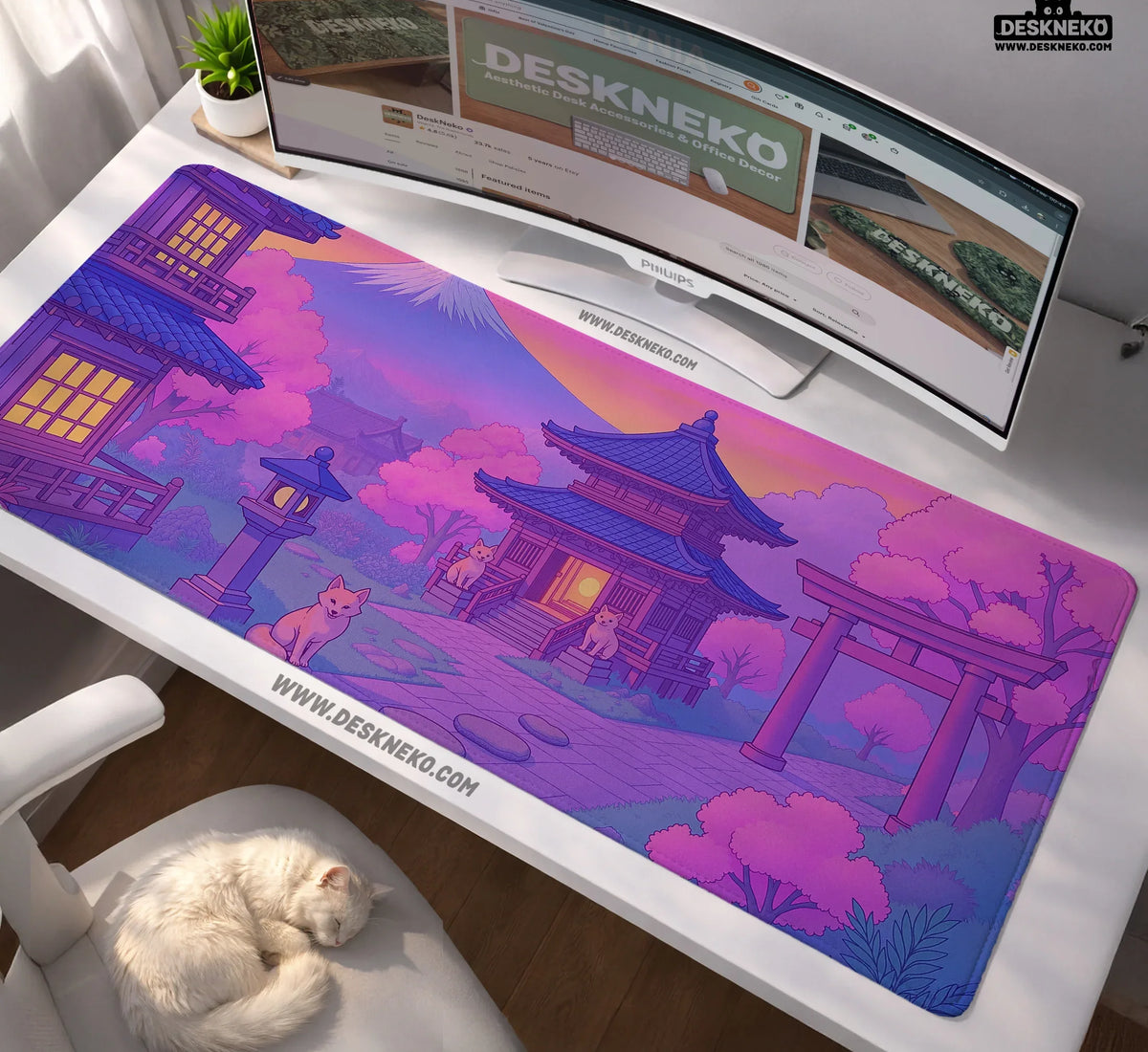 Sakura Gaming Desk Mat Mousepad - Deskneko