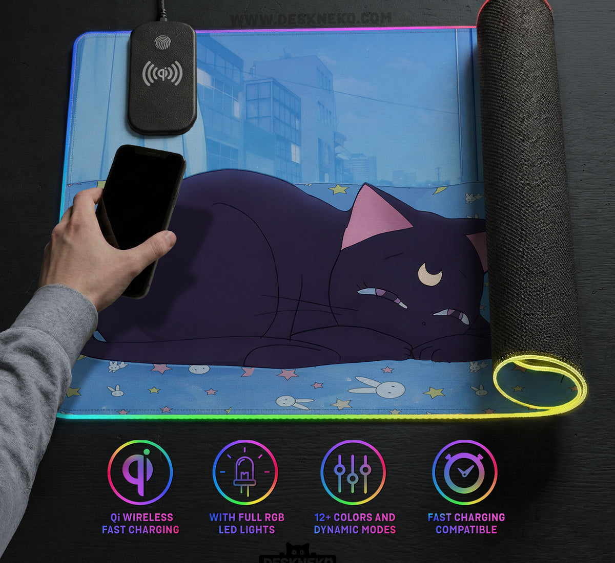Blue Anime Aesthetic Desk Mat Mousepad - Desk Mat - Deskneko - Desk Mats & Mousepads