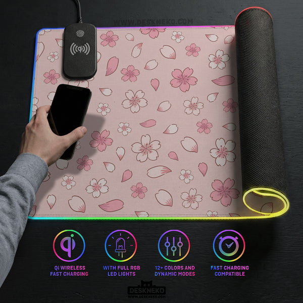 Sakura Gaming Desk Mat - LED Mousepad - Deskneko - Gaming Desk Mats