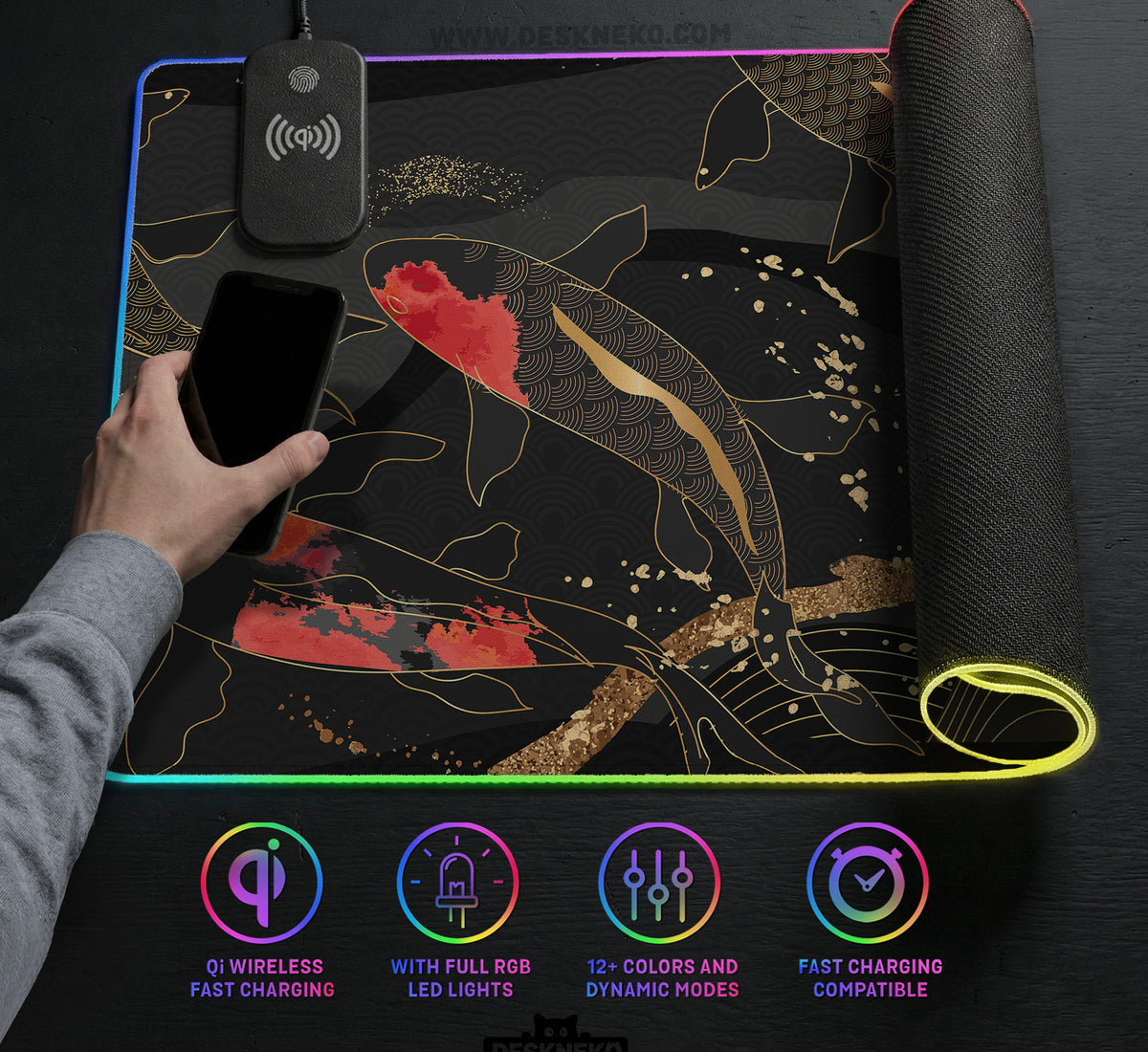 Koi Waves Desk Mat - Desk Mat - Deskneko - Desk Mats & Mousepads