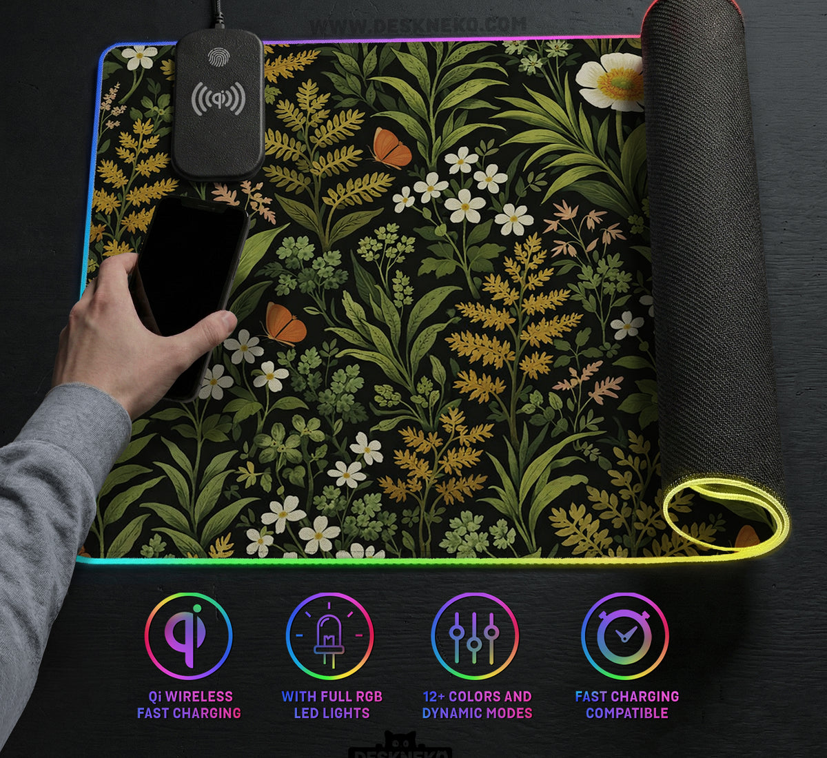 Dark Botanical Desk Mat - Desk Mat - Deskneko - Desk Mats & Mousepads