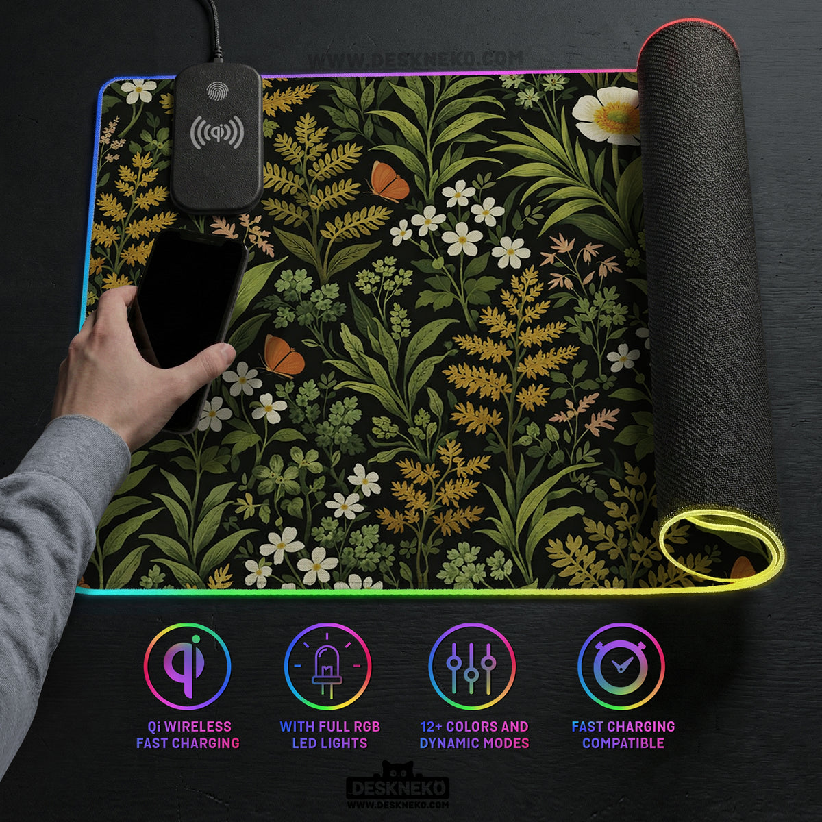 Dark Botanical Desk Mat - Desk Mat - Deskneko - Desk Mats & Mousepads