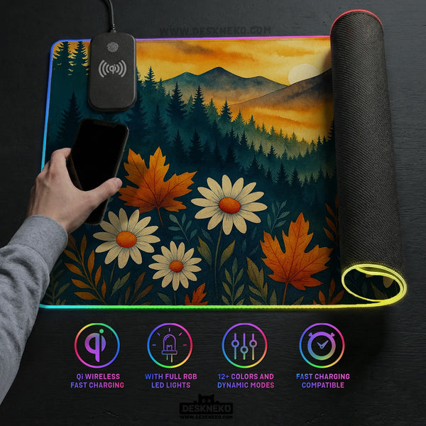Sunset Forest Mountain Desk Mat - Deskneko