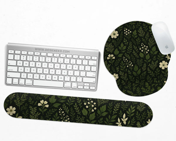 Botanical Ergonomic Mousepad with Wrist Rest for Cozy Desk Setup - Deskneko