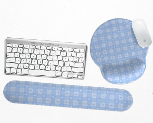 Blue Gingham Ergonomic Wrist Rest - Ergonomic Mousepads & Wrist Rests - Deskneko - Mousepads & Wrist Rests