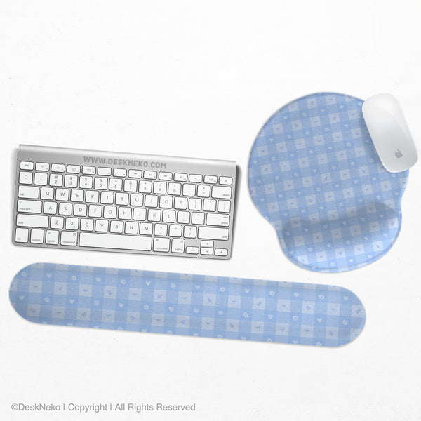 Blue Gingham Ergonomic Wrist Rest - Ergonomic Mousepads & Wrist Rests - Deskneko - Mousepads & Wrist Rests
