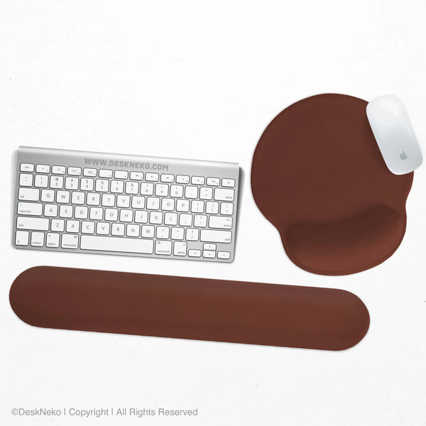 Ergonomic Mahogany Mousepad with Wrist Rest for Office and Gaming - Deskneko