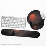 Samurai Red Moon Ergonomic Mousepad & Keyboard Wrist Rest - Deskneko
