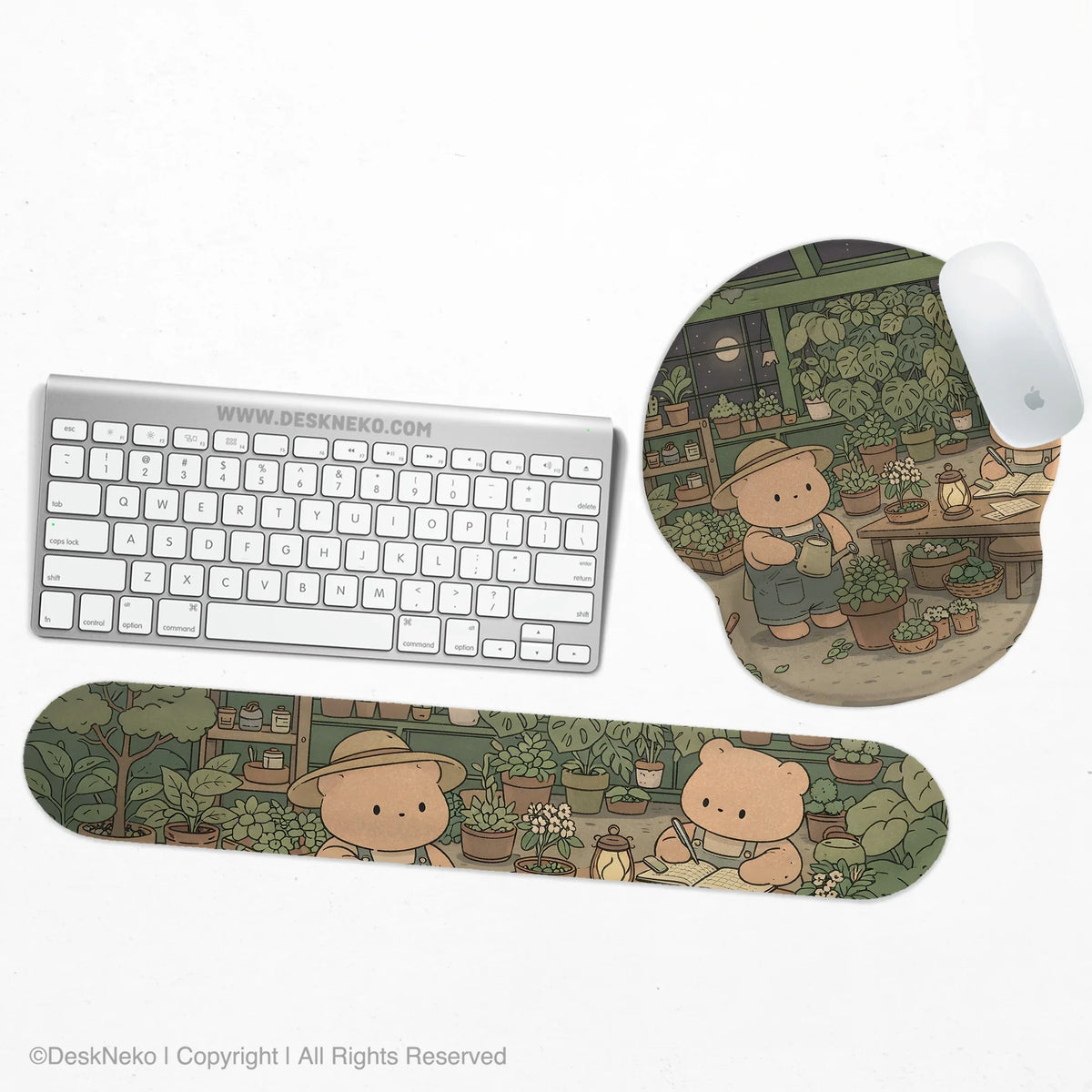 Kawaii Bear Ergonomic Mousepad and Keyboard Wrist Rest Desk Support - Deskneko