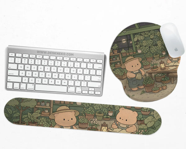 Kawaii Bear Ergonomic Mousepad and Keyboard Wrist Rest Desk Support - Deskneko