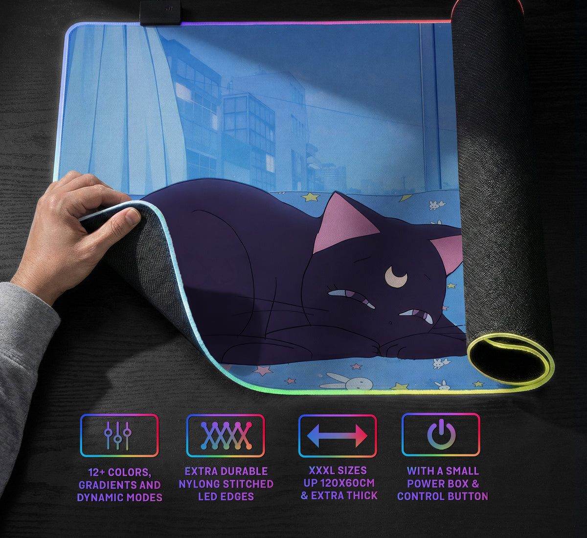 Blue Anime Aesthetic Desk Mat Mousepad - Desk Mat - Deskneko - Desk Mats & Mousepads