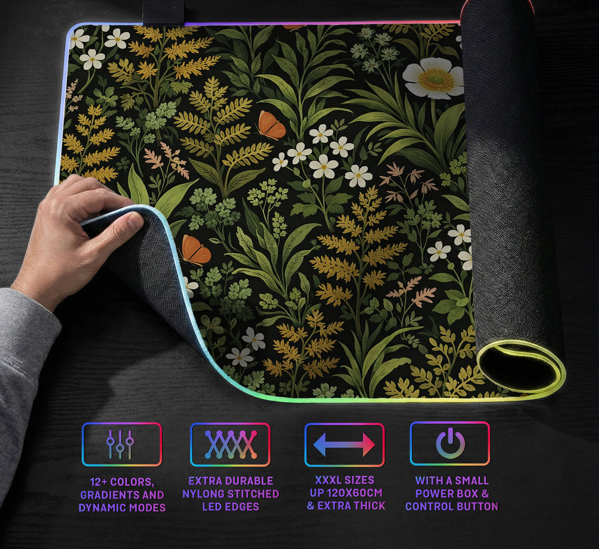 Dark Botanical Desk Mat - Desk Mat - Deskneko - Desk Mats & Mousepads
