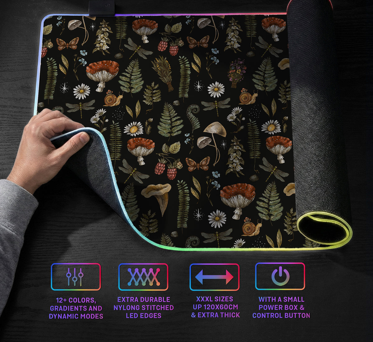 Dark Botanical Desk Mat Mousepad - Desk Mat - Deskneko - Desk Mats & Mousepads