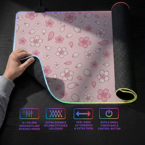 Sakura Gaming Desk Mat - LED Mousepad - Deskneko - Gaming Desk Mats