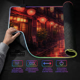 Lofi Anime Desk Mat XXL Extended Japanese Rainy Street - Deskneko