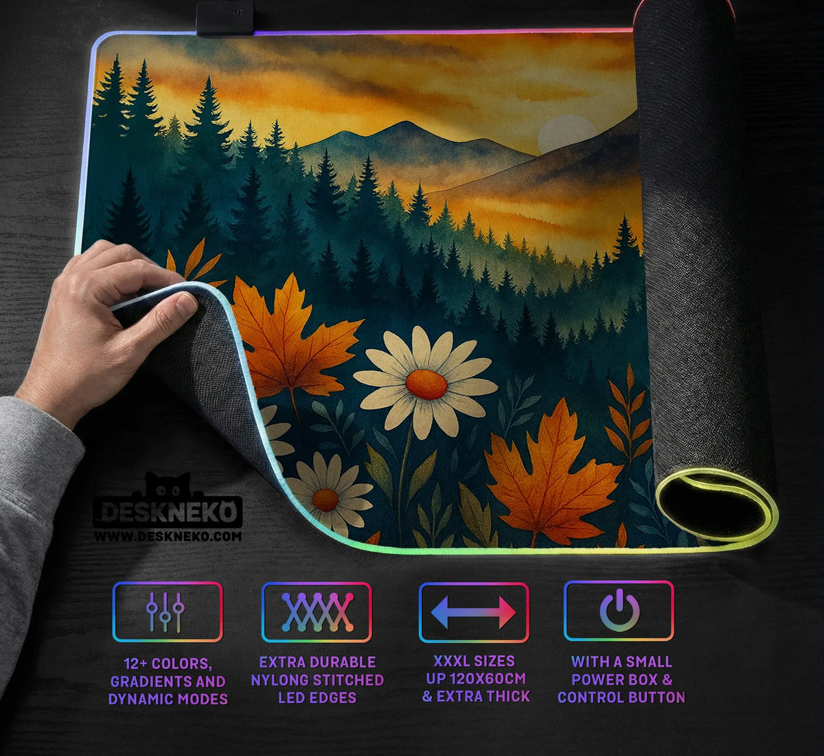 Sunset Forest Mountain Desk Mat - Deskneko