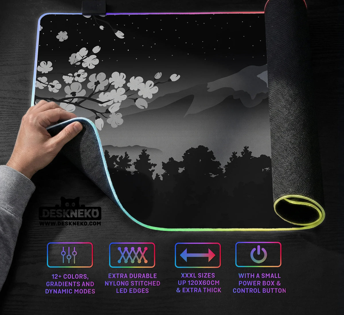 Black Mount Fuji Desk Mat - Deskneko