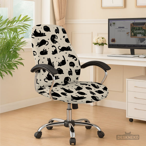Black Cat Desk Chair Cover - Chair Covers - Deskneko - Desk Chair Covers