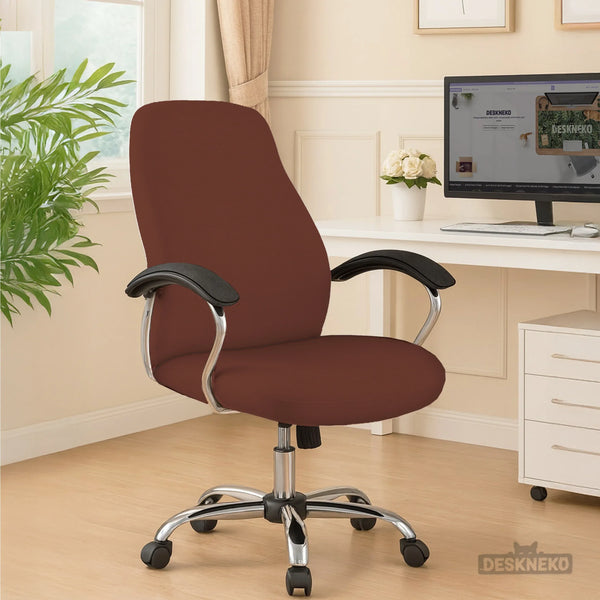Mahogany Brown Desk Chair Cover - Deskneko