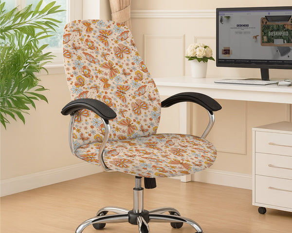 Retro Butterfly Desk Chair Cover - Chair Covers - Deskneko - Desk Chair Covers