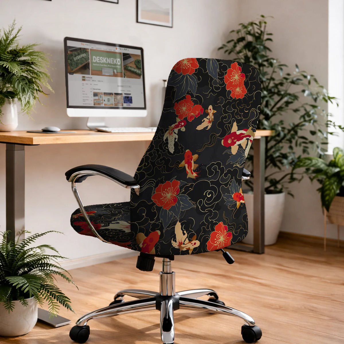 Koi Fish Desk Chair Cover - Deskneko