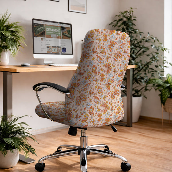 Retro Butterfly Desk Chair Cover - Chair Covers - Deskneko - Desk Chair Covers