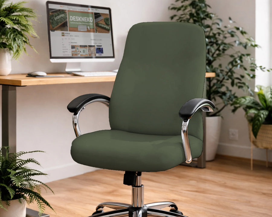 Warm Forest Green Office Chair Cover - Deskneko