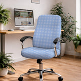 Blue Gingham Desk Chair Cover - Chair Covers - Deskneko - Desk Chair Covers