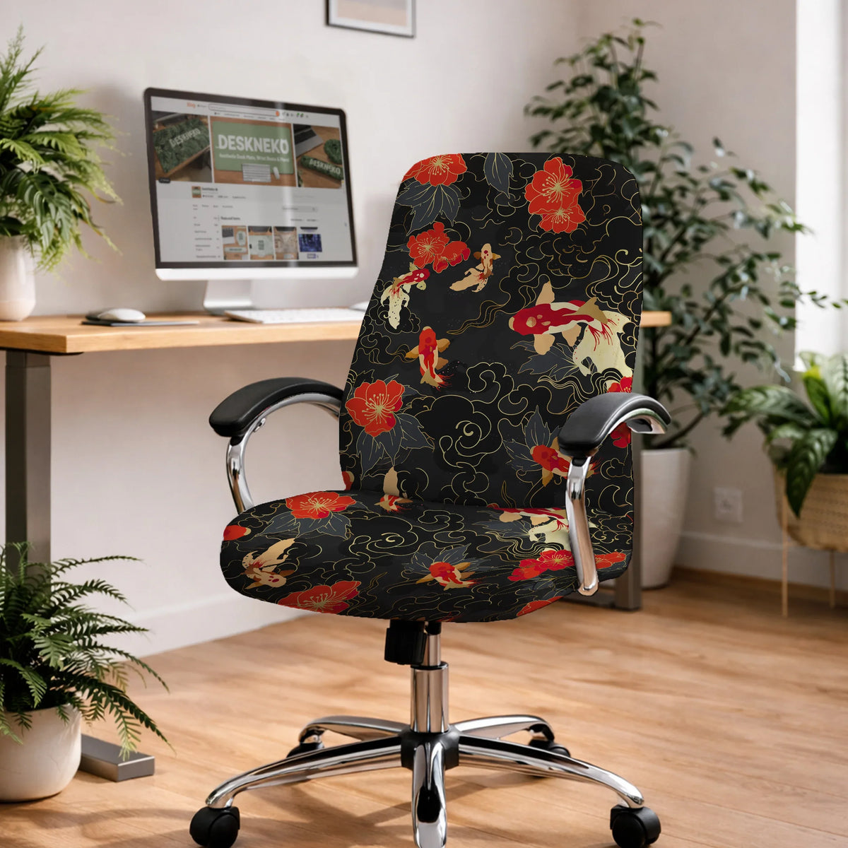 Koi Fish Desk Chair Cover - Deskneko